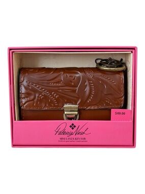 Patricia Nash Tooled Leather Wallet Key Fob Florence Brown 5.5 Inch Mini Lanza